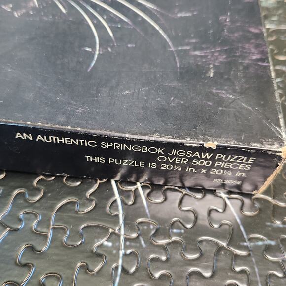 Black Cat Springbok Puzzle 50 Piece Midnight 70s Halloween Spell - Picture 10 of 13